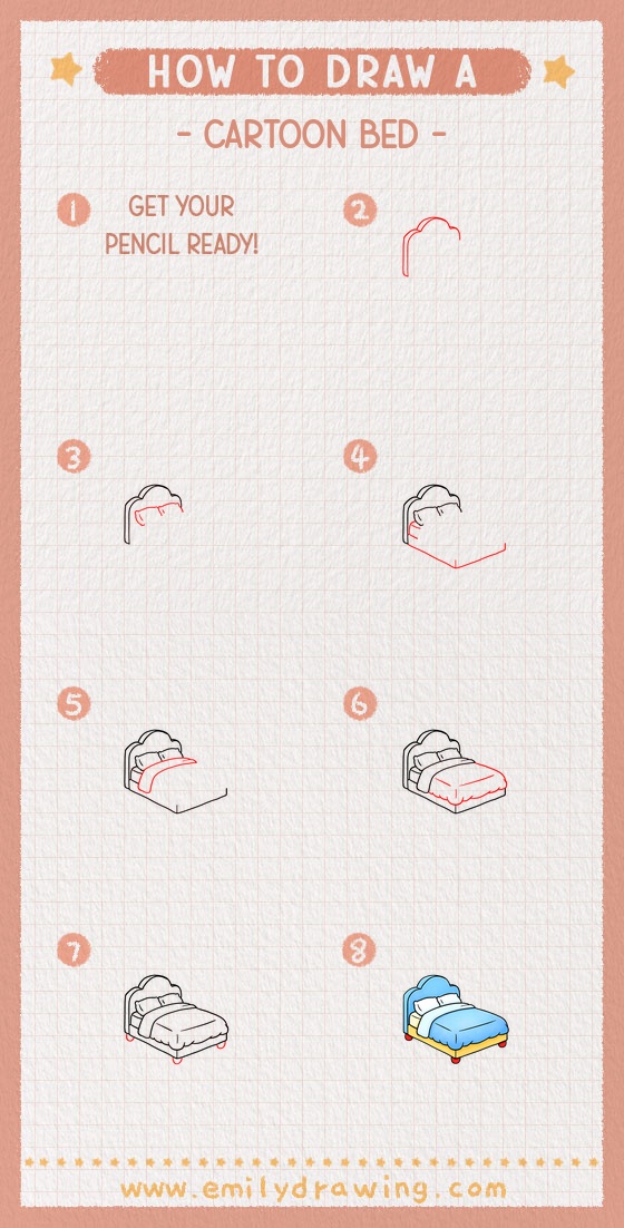 how to draw a cartoon bed pinterest pin